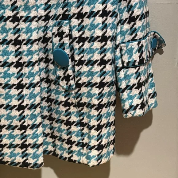 Jessica London Vintage Houndstooth Wool Blend Swing Coat Size 16w 60s 80s Retro - Picture 2 of 7